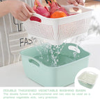 Double-layer Draining Basket Plastic Fruits & Vegetable Wash & Drain Basket - Image 4