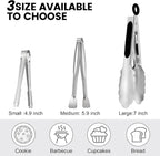 CHENGU 12 Pack Stainless Steel Kitchen Tongs 5/6/7 Inches Food Serving Clip - Image 2