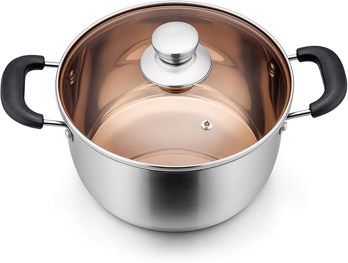 P&P CHEF 6 Qt Stockpot with Lid, Stainless Steel Cooking Stock Pot by PPCHEF