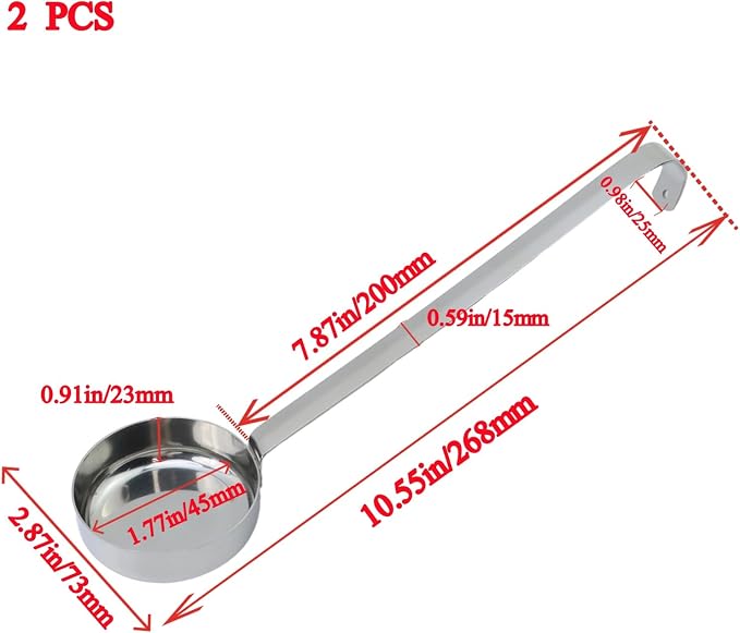 2 Pcs 3 oz Silver 10.55 Inch Stainless Steel 201 Long Handle Cooking Spoon - Image 2