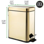 mDesign Small Modern 1.3 Gallon Rectangle Metal Lidded Step Trash Can, Compact - Image 4