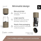 LARS NYSØM Salt and Pepper Grinder Set, Manual Salt and Pepper Mills - Image 4
