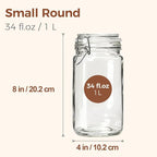 ComSaf 1 Quart Glass Jars with Airtight Lids, Straight-Sided Canisters - Image 2