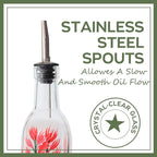17oz Hand Painted Glass Olive Oil Bottle - 500ml Green Oil & Vinegar Cruet - - Image 5