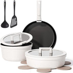 CAROTE 22pcs Pots and Pans Set Non Stick, Detachable Handle Cookware Set White by CAROTE