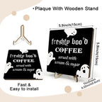 Freshly Boo'd Coffee Wood Sign, Halloween Coffee Bar Decor, Scream Sugar Spooky - Image 2