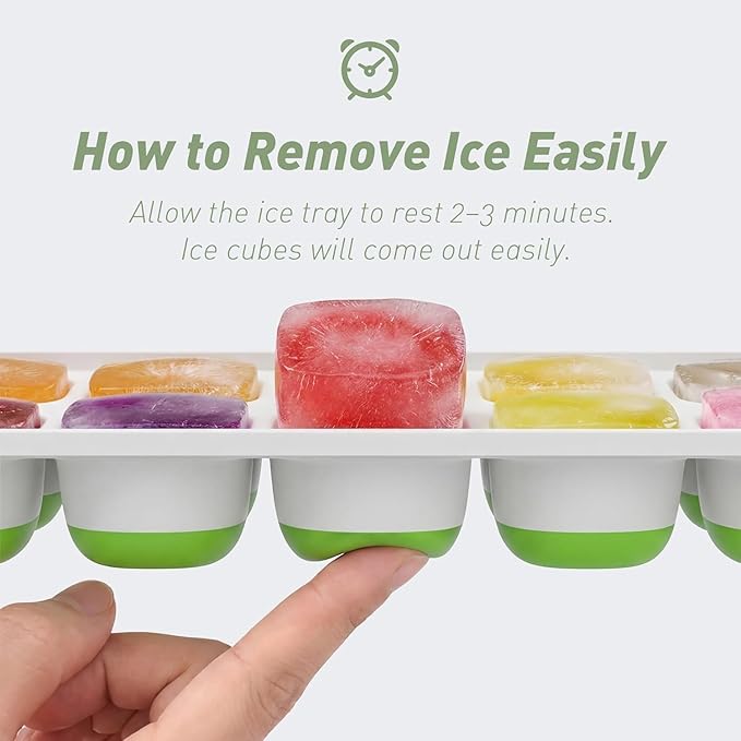 ChefAide Ice Cube Tray with Lid, 2 Packs 28 Cubes Durable Stackable Ice Cube - Image 2