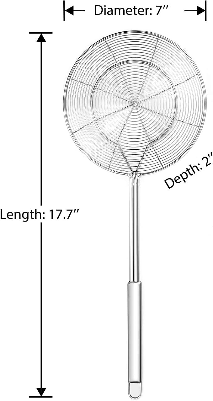 Hiware Solid Stainless Steel Spider Strainer Skimmer Ladle, Kitchen Utensils - Image 2