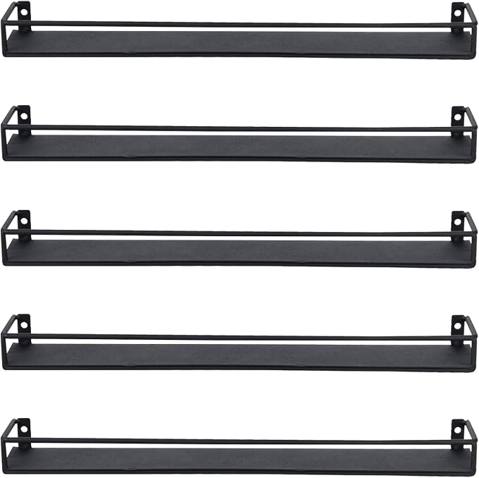 MyGift 16 Inch Wall Mounted Black Metal Nail Polish and Essential Oil Display - Image 6