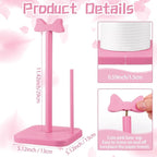 Leinuosen Pink Bow Paper Towel Holder Coquettish Cute Bow Wooden Paper Towel - Image 2