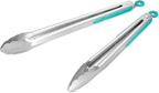 304 Stainless Steel Kitchen Cooking Tongs, Aqua Sky by ALLWIN-HOUSEWARE