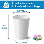 Bathroom Trash Can, 3 Pack 1.8 Gallons Small Trash Can - Image 3