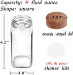 Churboro 36 Glass Spice Jars - 4 Oz Square Spice Containers with Acacia Wood - Image 4