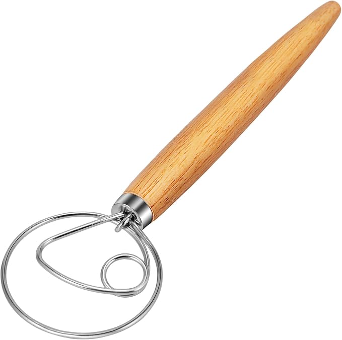 TEEVEA Danish Dough Whisk for Bread Sourdough, Wooden Handle & Stainless Steel - Image 9