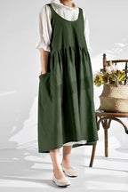 Uaussi Cotton Linen Apron Cross Back Work Apron - Image 6