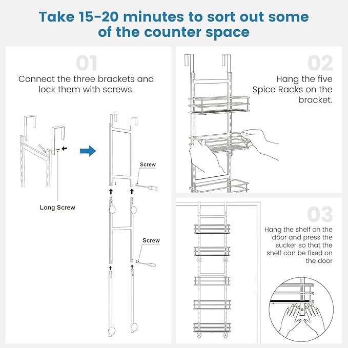 5-Tier Over the Door Pantry Organizer, Cabinet Door Organizer, Kitchen Pantry - Image 6