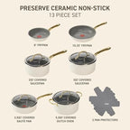 T-fal Preserve Ceramic, Non stick Cookware Set 13-Piece, Oven & Broiler Safe up - Image 2