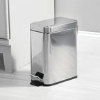 mDesign Small Modern 1.3 Gallon Rectangle Metal Lidded Step Trash Can, Compact - Image 3