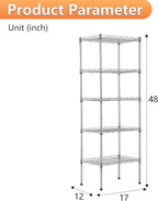 BestOffice | 5-Tier Wire Storage Shelves | 17x12x48 | Chrome | - Image 3