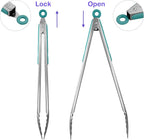 304 Stainless Steel Kitchen Cooking Tongs, Aqua Sky - Image 3