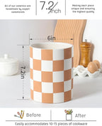 Utensil Holder，7.2 Inch Checkered Utensil Holder, Ceramic Cooking Utensil - Image 6