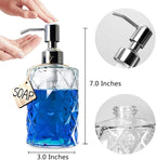 JASAI Diamond Design 12 Oz Glass Soap Dispenser, Kitchen soap Dispenser - Image 2