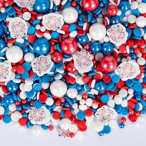 Edible Red White Blue Confetti Sprinkles,Patriotic Fireworks Sprinkles,130g by Sugarzy