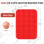 CAKETIME Silicone Mini Muffin Pan 3 Pack 24 Cups Nonstick Mini Cupcake Pan - Image 3