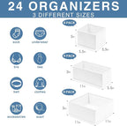 Criusia Drawer Organizer Clothes, 24 Pack Dresser Organizer Bins - Image 2