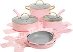 Paris Hilton Epic Nonstick Pots and Pans Set, Tempered Glass Lids, Soft Touch by TheWorldofParisHilton