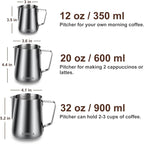 Milk Frothing Pitcher, 12oz Stainless Steel Milk Frother Cup Steaming Pitcher - Image 4