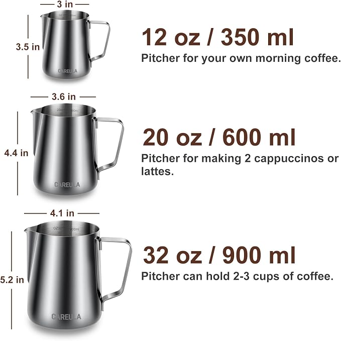 Milk Frothing Pitcher, 20oz Stainless Steel Milk Frother Cup Steaming Pitcher - Image 4
