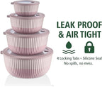 Mixing Bowls with Lids, 8-Piece Airtight Leak-Proof Nesting BPA-Free Bowl Set - Image 7
