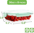 8 Pack 36oz Large Glass Meal Prep Containers - Image 2