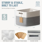5 Pack Woven Storage Baskets for Shelves, Decorative Basket Closet Organizer - Image 3