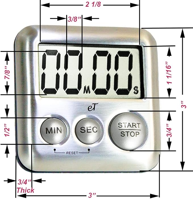 Elegant Digital Kitchen Timer Stainless Steel - Image 5