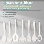 E-far Silicone Cooking Utensils Set, 7-Piece White Heat Resistant Kitchen - Image 2
