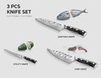 Damascus Knife Set 3 PCS: Japanese Kitchen Knives - Image 7
