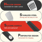2 Pcs Stainless Steel Spatulas Set, 14.9 Silver Slotted Turner, Solid Turner - Image 3