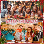 Vesici 6 Set Christmas Glasses Cups 16 oz Xmas Drink Cup with Lid Straw and Stopper Can Shaped Beer Tumbler Xmas Appreciation Gifts with Cards and Bow for Women Birthday Party Favor(Classic Christmas) - Image 6