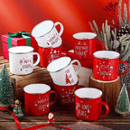 Mumufy 9 Pcs Christmas Coffee Mugs Winter Holiday Enamel Mugs with Quotes - Image 2