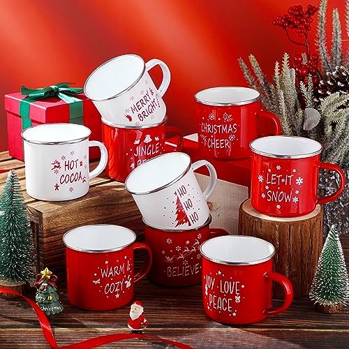 Mumufy 9 Pcs Christmas Coffee Mugs Winter Holiday Enamel Mugs with Quotes - Image 2