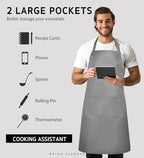 Syntus Apron for Men Women, Adjustable Cooking Kitchen Chef Aprons - Image 3