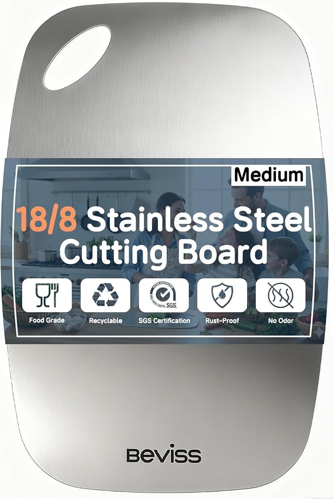 Cutting Board Non-Toxic, 304 Stainless Steel Cutting Board Double Sided by HOME