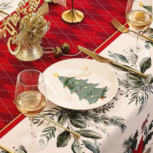 Christmas Plates Set of 6, 8 Inch Bone China Holiday Tree Dessert Appetizer Plates, Microwave & Dishwasher Safe Xmas Dinnerware Sets, Christmas Gift for Family(6pcs, 8 inch) - Image 2