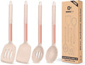 Pack of 4 Silicone Cooking Utensils Set, Non Stick Large Solid Spatulas by BUNDLEPRO