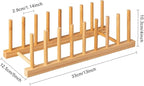 HBlife 4pcs Bamboo Dish Plate Bowl Cup Book Pot Lid Cutting Board Drying Rack - Image 2