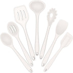 E-far Silicone Cooking Utensils Set, 7-Piece White Heat Resistant Kitchen by E-far