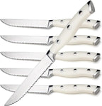 Alata 6-Piece White Steak Knives Set, Stainless Steel Steak Knife set by Alata