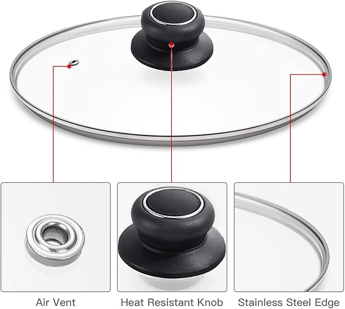 11 Inch Pan Lid Tempered Glass Pot Lid Replacement Glass Cover - Image 4